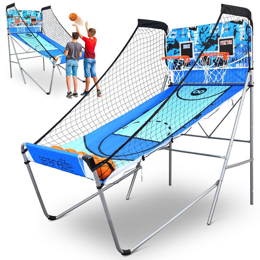Arcade Basketball Game Indoor/Outdoor Dual Hoop LED Scoreboard Foldable - SLBSKBG110