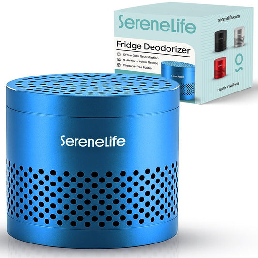 Serenelife Round Refrigerator Deodorizer Lasts Up To 10 Years More Effective Than Baking Soda - With Natural Bamboo Air Purifying Technology (Blue) - SLDEOR10BL