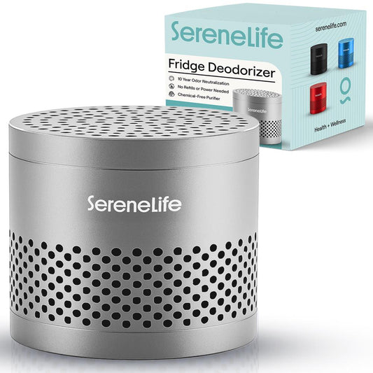 Serenelife Round Refrigerator Deodorizer Lasts Up To 10 Years More Effective Than Baking Soda - With Natural Bamboo Air Purifying Technology (Gray) - SLDEOR10GY
