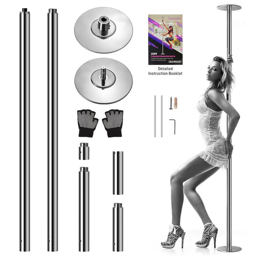 Portable Spinning Dance Pole Adjustable Steel Holds 1102 lbs - SLDPS