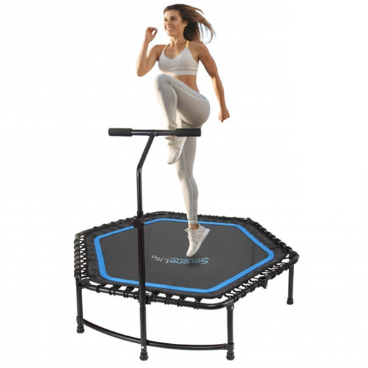 48 Foldable Fitness Trampoline Adjustable Handrail 264 lbs Capacity - SLELT518
