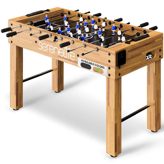 Foosball Table 48 Adjustable Height MDF Natural Finish 2 Balls Included - SLFSBLT75N
