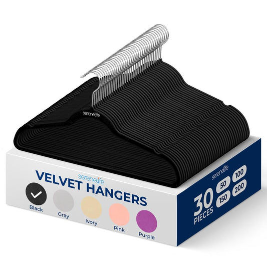 30-Pack Velvet Hangers Non-Slip 360� Swivel Hook Space-Saving Design - SLHVEL30