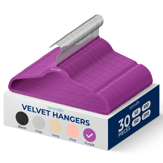 Velvet Hangers 30-Pack Non-Slip 360� Swivel Hook Purple - SLHVELPURP30