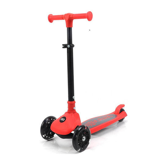 3-Wheel Kids Scooter Foldable LED Wheels Adjustable Handlebar Red - SLKSC12RD
