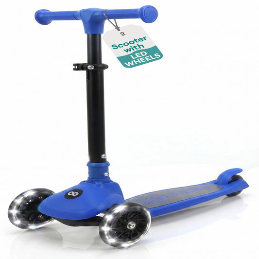 Kids Kick Scooter with LED Wheels Lean-to-Steer Adjustable Handlebar Blue - SLKSC15BL