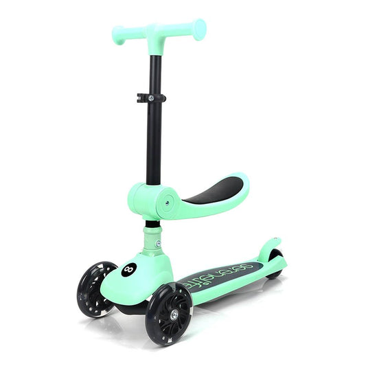 3-Wheel Kids Scooter Foldable Seat LED Wheels Adjustable Handlebar Mint Green - SLKSC23MG