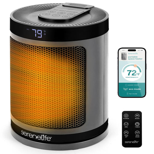 Indoor Electric Heater With Wi-Fi FunctionThermostat Remote Digital Display 12H Timer (Gray) - SLSPCHTRW3GY
