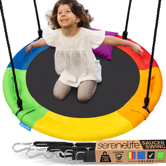 Saucer Swing 40 for Kids Waterproof Adjustable Ropes Rainbow - SLSWNG100RB
